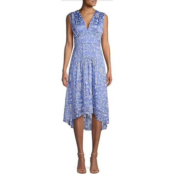 Elie Tahari Celeste Periwinkle Blue Embroidered Tulip Hem S 4 - Picture 7 of 9